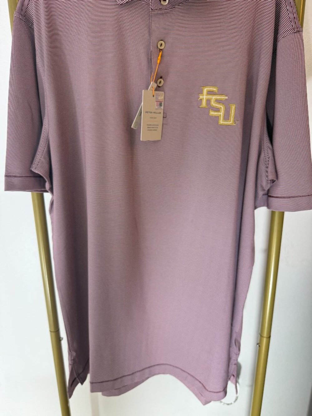 NWT Peter Millar FSU Jubilee Stripe Polo Men L Garnet Seminoles